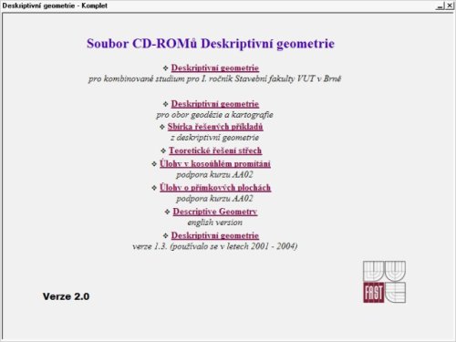 Soubor
CD-ROMů Deskriptivní geometrie