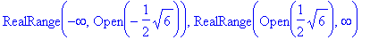 RealRange(-infinity,Open(-1/2*sqrt(6))), RealRange(...