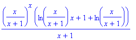 (x/(x+1))^x*(ln(x/(x+1))*x+1+ln(x/(x+1)))/(x+1)