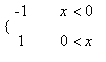 PIECEWISE([-1, x < 0],[1, 0 < x])