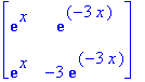 matrix([[exp(x), exp(-3*x)], [exp(x), -3*exp(-3*x)]...