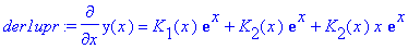 der1upr := diff(y(x),x) = K[1](x)*exp(x)+K[2](x)*ex...