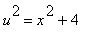 u^2 = x^2+4