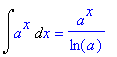 Int(a^x,x) = 1/ln(a)*a^x
