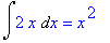 Int(2*x,x) = x^2