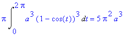 Pi*Int(a^3*(1-cos(t))^3,t = 0 .. 2*Pi) = 5*Pi^2*a^3...