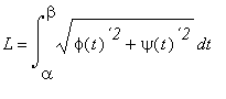 L = int(sqrt(phi(t)^`2`+psi(t)^`2`),t = alpha .. ...