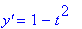 `y'` = 1-t^2