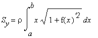 S[y] = rho*Int(x*sqrt(1+f(x)^`'2`),x = a .. b)