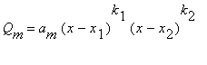Q[m] = a[m]*(x-x[1])^k[1]*(x-x[2])^k[2]